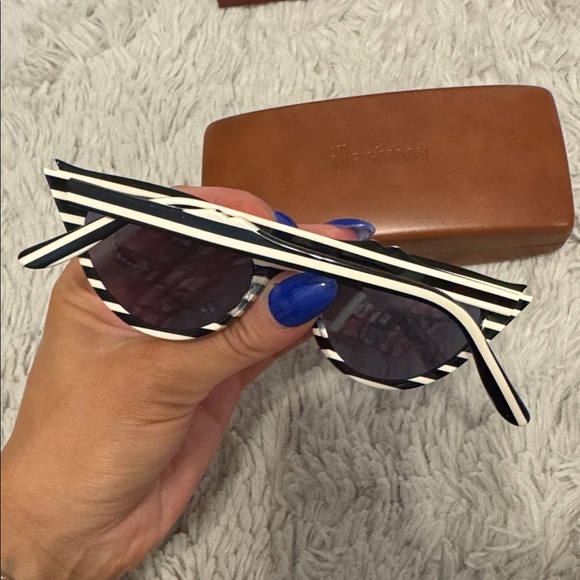 Illesteva Isabella Black + White Striped Cat Eyes Sunglasses - Candy Stripe